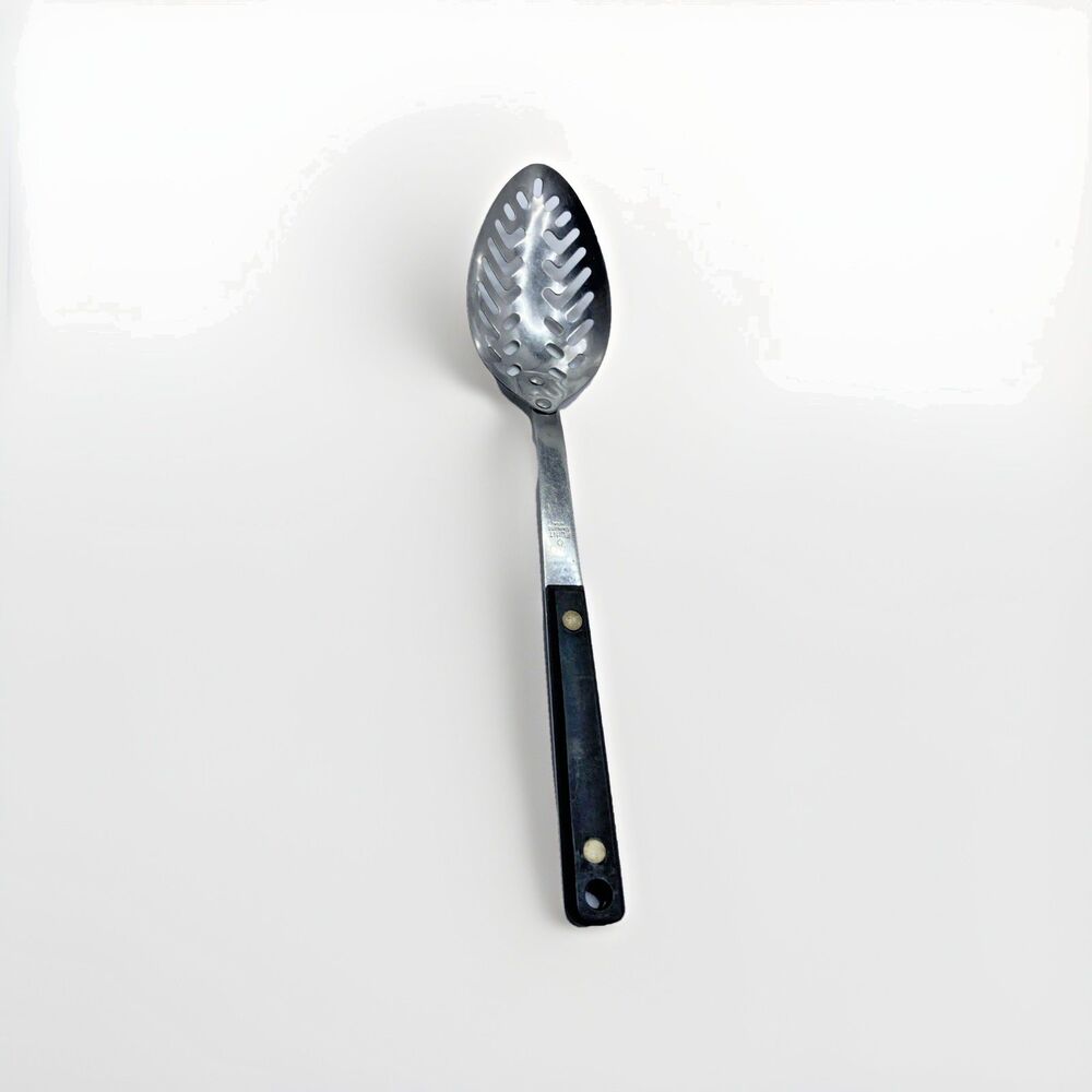 VTG Flint Arrowhead Forge Slotted Spoon Serving Logo USA Stainless 11.25" MCM